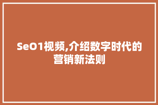 SeO1视频,介绍数字时代的营销新法则  第1张