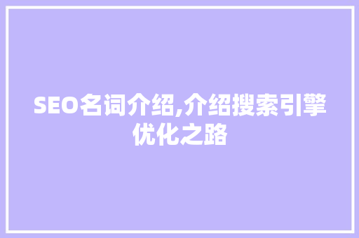 SEO名词介绍,介绍搜索引擎优化之路