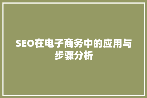 SEO在电子商务中的应用与步骤分析