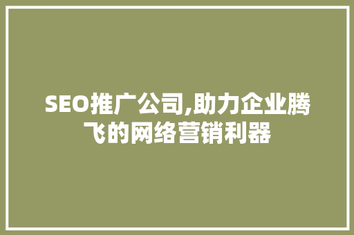 SEO推广公司,助力企业腾飞的网络营销利器