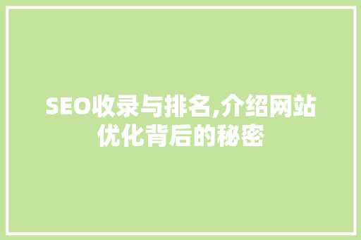 SEO收录与排名,介绍网站优化背后的秘密  第1张