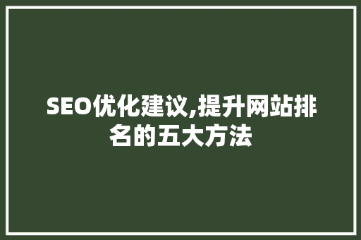 SEO优化建议,提升网站排名的五大方法