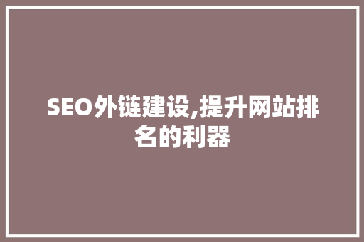 SEO外链建设,提升网站排名的利器
