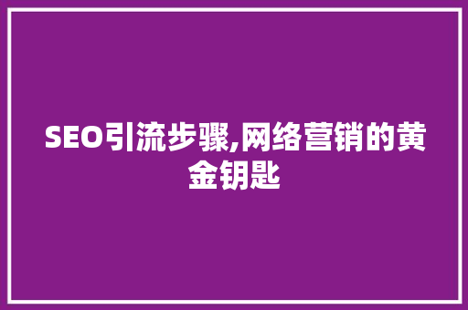 SEO引流步骤,网络营销的黄金钥匙
