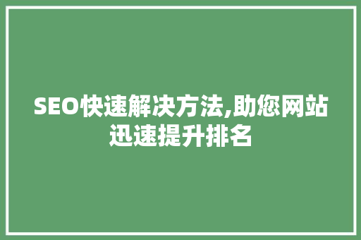 SEO快速解决方法,助您网站迅速提升排名