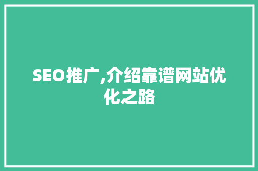 SEO推广,介绍靠谱网站优化之路