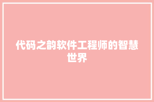代码之韵软件工程师的智慧世界