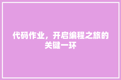 代码作业，开启编程之旅的关键一环