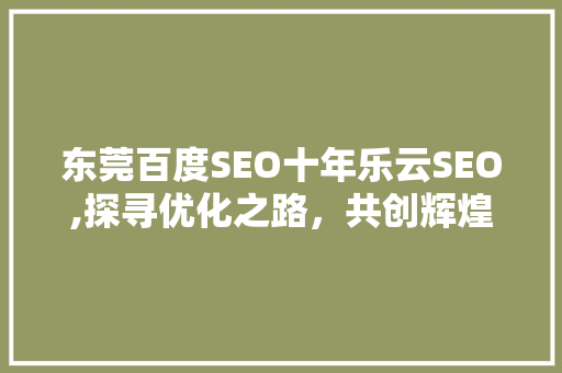 东莞百度SEO十年乐云SEO,探寻优化之路，共创辉煌未来