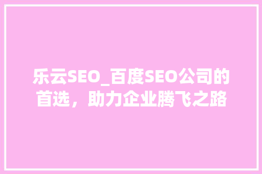乐云SEO_百度SEO公司的首选，助力企业腾飞之路