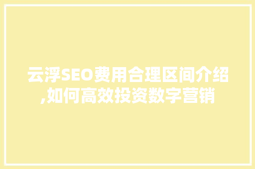 云浮SEO费用合理区间介绍,如何高效投资数字营销