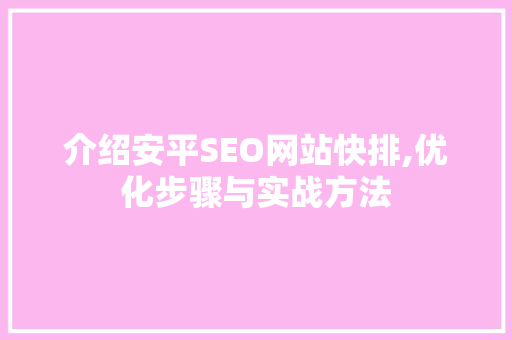 介绍安平SEO网站快排,优化步骤与实战方法
