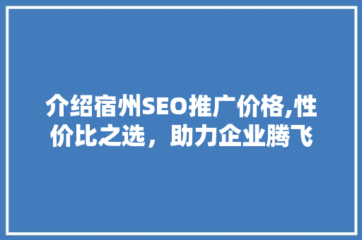 介绍宿州SEO推广价格,性价比之选，助力企业腾飞