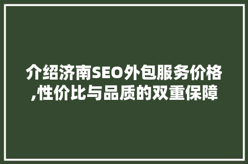 介绍济南SEO外包服务价格,性价比与品质的双重保障