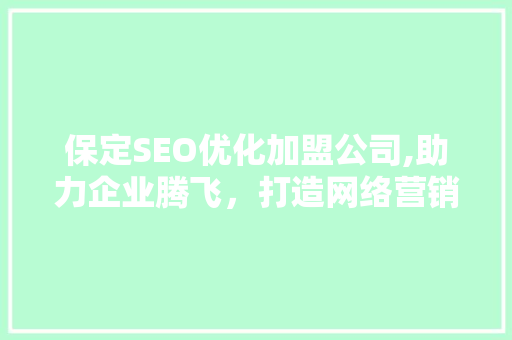 保定SEO优化加盟公司,助力企业腾飞，打造网络营销新格局  第1张