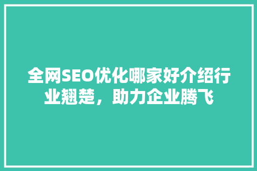 全网SEO优化哪家好介绍行业翘楚，助力企业腾飞