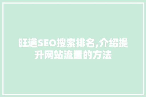 旺道SEO搜索排名,介绍提升网站流量的方法