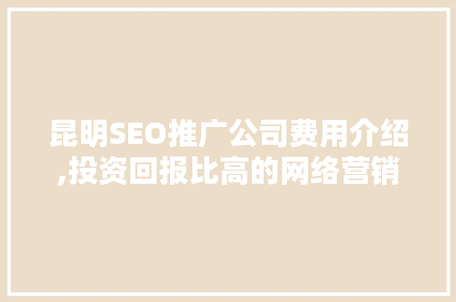 昆明SEO推广公司费用介绍,投资回报比高的网络营销之路
