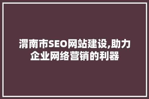 渭南市SEO网站建设,助力企业网络营销的利器