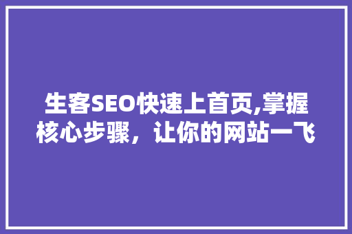生客SEO快速上首页,掌握核心步骤，让你的网站一飞冲天！