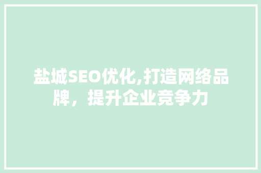 盐城SEO优化,打造网络品牌，提升企业竞争力  第1张