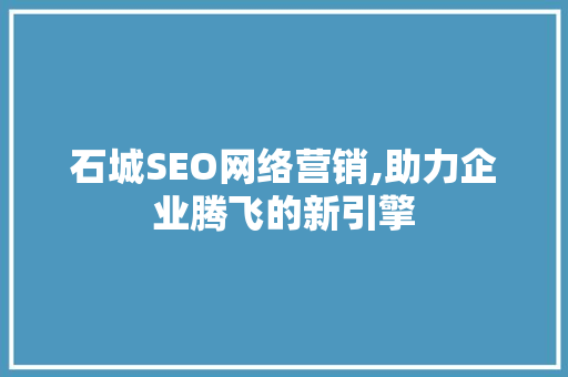 石城SEO网络营销,助力企业腾飞的新引擎
