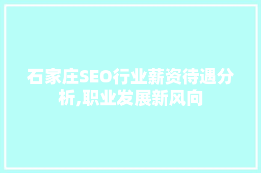 石家庄SEO行业薪资待遇分析,职业发展新风向
