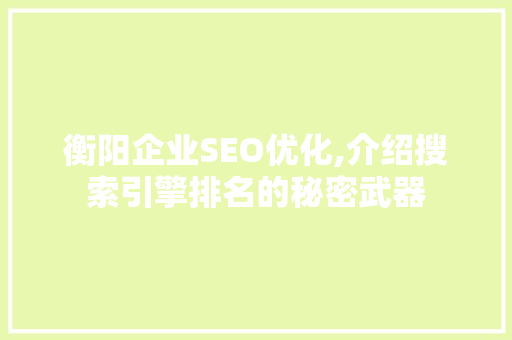 衡阳企业SEO优化,介绍搜索引擎排名的秘密武器