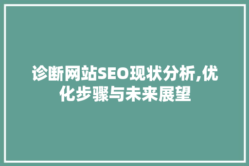 诊断网站SEO现状分析,优化步骤与未来展望