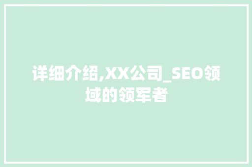 详细介绍,XX公司_SEO领域的领军者