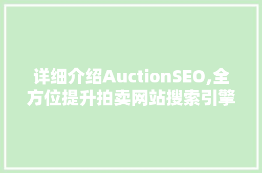 详细介绍AuctionSEO,全方位提升拍卖网站搜索引擎排名步骤