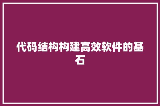 代码结构构建高效软件的基石