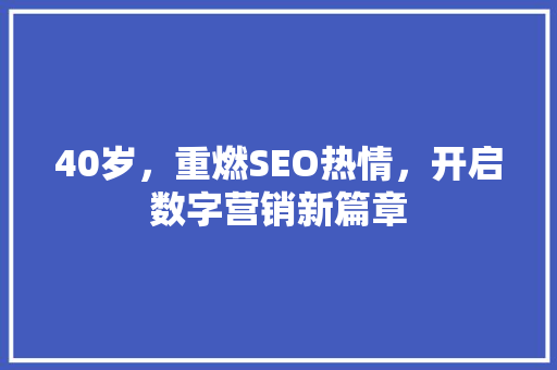 40岁，重燃SEO热情，开启数字营销新篇章