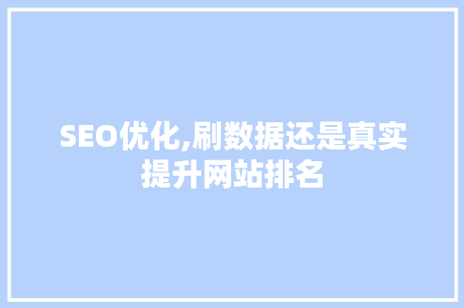 SEO优化,刷数据还是真实提升网站排名