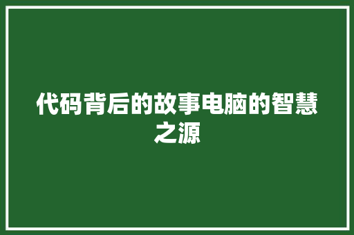 代码背后的故事电脑的智慧之源