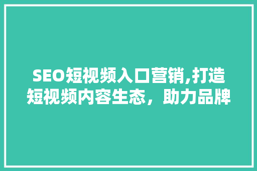 SEO短视频入口营销,打造短视频内容生态，助力品牌崛起