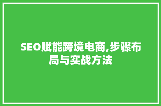 SEO赋能跨境电商,步骤布局与实战方法