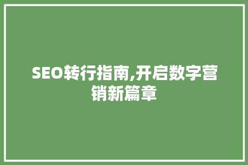SEO转行指南,开启数字营销新篇章  第1张