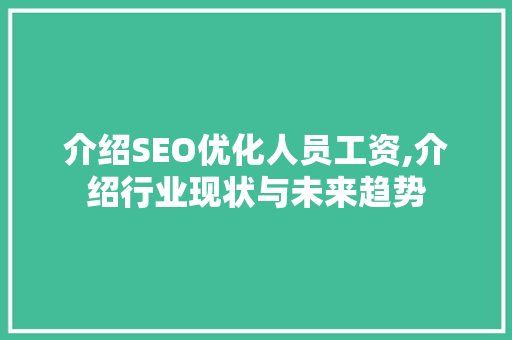 介绍SEO优化人员工资,介绍行业现状与未来趋势