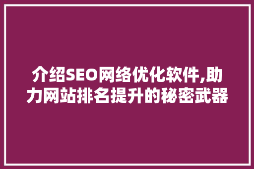 介绍SEO网络优化软件,助力网站排名提升的秘密武器