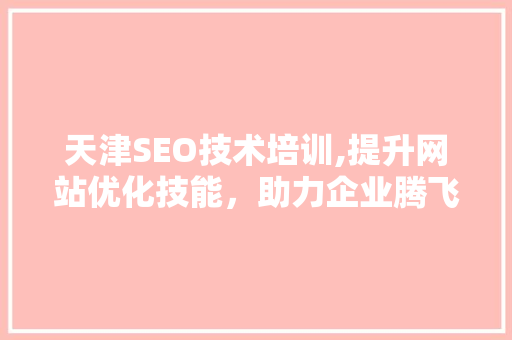 天津SEO技术培训,提升网站优化技能，助力企业腾飞