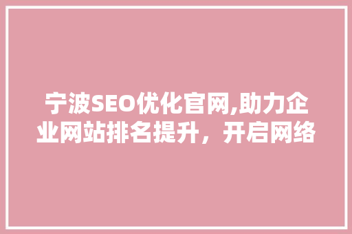 宁波SEO优化官网,助力企业网站排名提升，开启网络营销新篇章