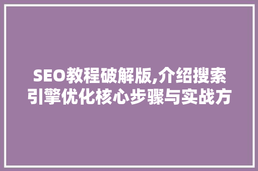 SEO教程破解版,介绍搜索引擎优化核心步骤与实战方法  第1张