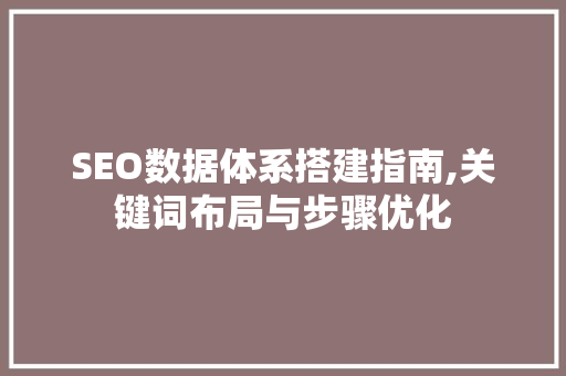 SEO数据体系搭建指南,关键词布局与步骤优化