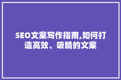 SEO文案写作指南,如何打造高效、吸睛的文案