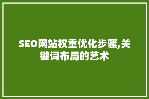SEO网站权重优化步骤,关键词布局的艺术  第1张