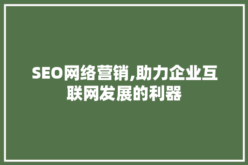 SEO网络营销,助力企业互联网发展的利器