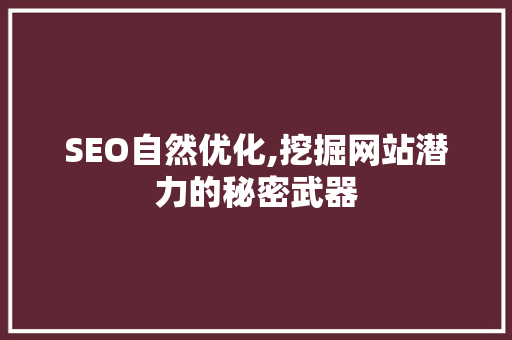 SEO自然优化,挖掘网站潜力的秘密武器