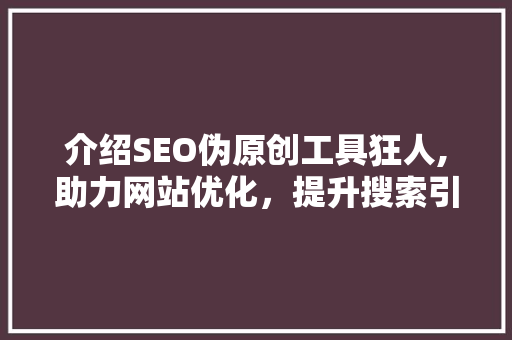 介绍SEO伪原创工具狂人,助力网站优化，提升搜索引擎排名  第1张