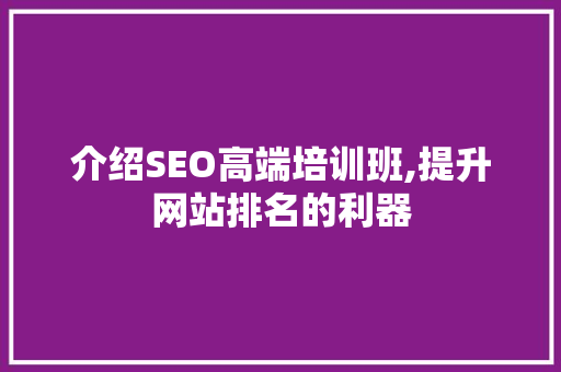 介绍SEO高端培训班,提升网站排名的利器